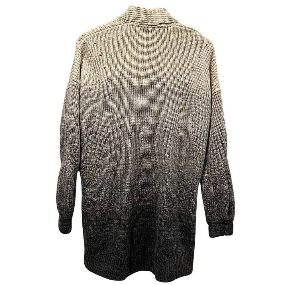Athleta Lucca Wool Cashmere Open Cardigan, Ombré Gray Ivory, M